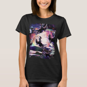 Cowboy Space Cat Riding Dinosaur T-Rex, Cats Dinos T-Shirt