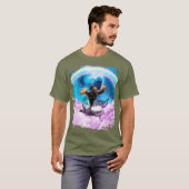 Cowboy Space Sloth Riding Aolotl Hotdog T-Shirt (Vorne ganz)