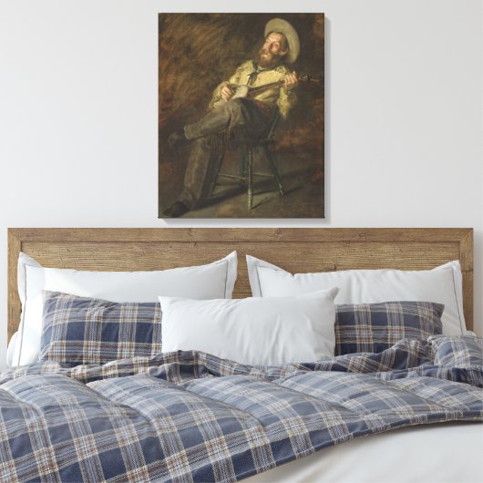 Cowboy spielt Banjo und singt Country Music Leinwanddruck (Insitu (Schlafzimmer))