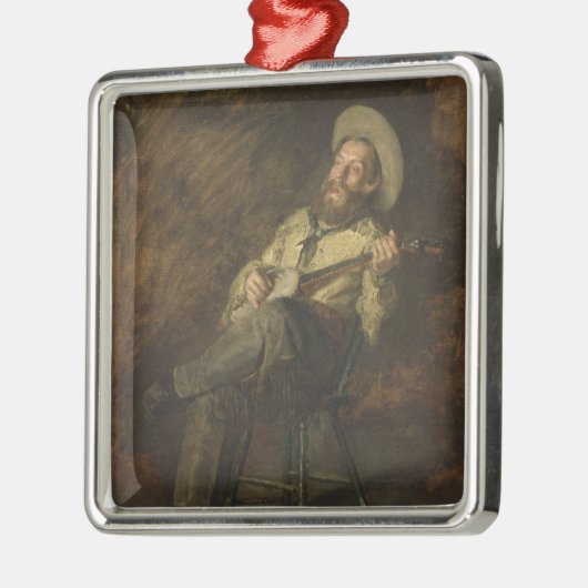 Cowboy spielt Banjo und singt Country Music Ornament Aus Metall (Links)