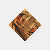 Cowboy spricht mit Cowgirl im Salon Bar Serviette (Ecke)
