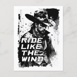 Cowboy-Sprichwort-Fahrt wie eine Windillustration Postkarte