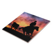 Cowboy Steer Roping in Sunset Fliese (Seite)
