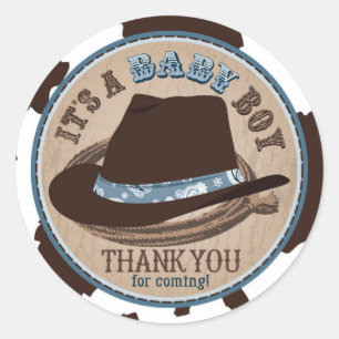 Cowboy-Stetson-Hut-Western-Baby-Dusche Runder Aufkleber