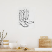 Cowboy stickt schwarze, moderne minimalistische Li Poster (Küche)