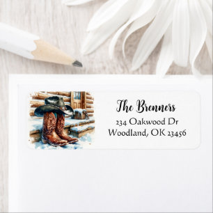 Cowboy Stiefel auf der Vorderseite an einem Winter