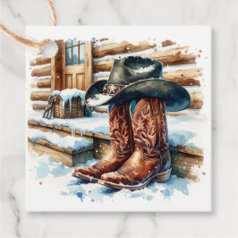 Cowboy Stiefel auf der Vorderseite Weihnachten Geschenkanhänger