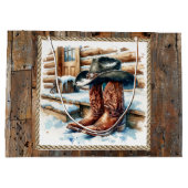 Cowboy Stiefel auf der Vorderseite Weihnachten Große Geschenktüte (Rückseite)