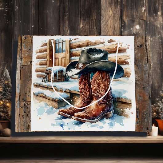 Cowboy Stiefel auf der Vorderseite Weihnachten Große Geschenktüte