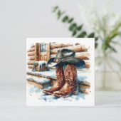Cowboy Stiefel auf der Vorderseite Weihnachten Karte (Stehend Vorderseite)