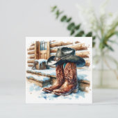 Cowboy Stiefel auf der Vorderseite Weihnachten Karte (Stehend Vorderseite)