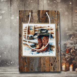 Cowboy Stiefel auf der Vorderseite Weihnachten Mittlere Geschenktüte