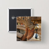 Cowboy Stiefel auf Zaun 2 Button (Vorne & Hinten)