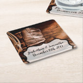 Cowboy-Stiefel aus Barnholz Rechteckiger Pappuntersetzer (angewinkelt)