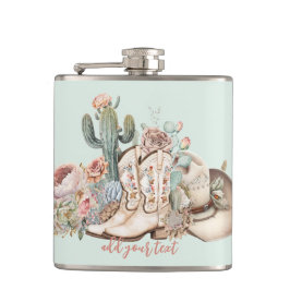 Cowboy-Stiefel aus Boho-Wüste Flachmann