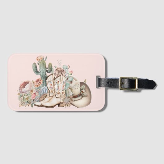 Cowboy-Stiefel aus Boho-Wüste Gepäckanhänger (Vorderseite (Horizontal))