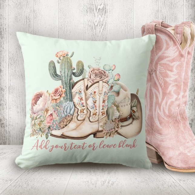 Cowboy-Stiefel aus Boho-Wüste Kissen (Boho desert cowgirl cowboy boots cowboy hat throw pillow)