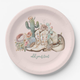 Cowboy-Stiefel aus Boho-Wüste Pappteller