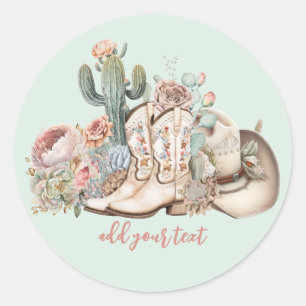 Cowboy-Stiefel aus Boho-Wüste Runder Aufkleber