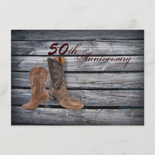Cowboy-Stiefel Country 50. Hochzeitstag Einladung