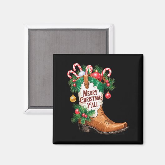 Cowboy-Stiefel Country Western Frohe Weihnachten E Magnet (Vorderseite/Rückseite)