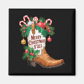 Cowboy-Stiefel Country Western Frohe Weihnachten E Magnet (Vorne)