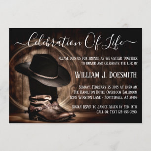 Cowboy-Stiefel Cowboyhut Beerdigung Gedenkfeier Einladung