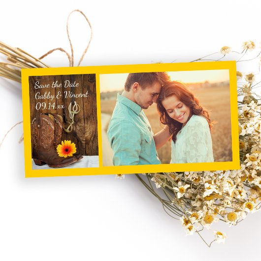 Cowboy Stiefel Daisy Pferde Bit Hochzeit Speichern Save The Date