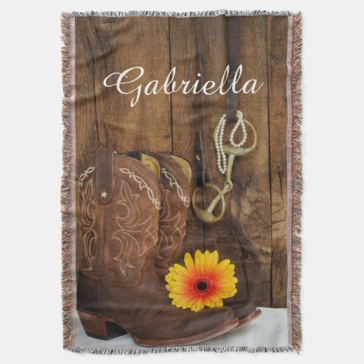 Cowboy Stiefel, Daisy und Horse Bit Western Decke (Vorderseite Vertikal)