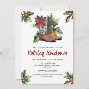 Cowboy-Stiefel-Feier zur Weihnachtszeit, editierba Einladung