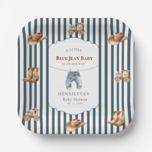 Cowboy-Stiefel Hut Zug Blue Jean Baby Shower Telle Pappteller