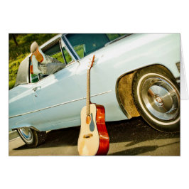 Cowboy Stiefel im Autofenster und Gitarren-Western