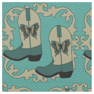 Cowboy Stiefel mit Schmetterling auf einem kleinen Stoff