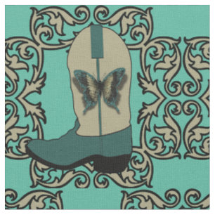 Cowboy Stiefel mit Schmetterling und wirbelndem Ra Stoff
