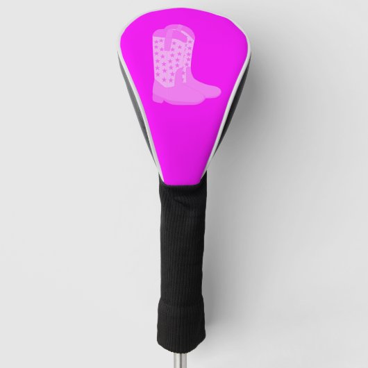 Cowboy Stiefel mit Sternen rosa Golf Headcover (Vorderseite)