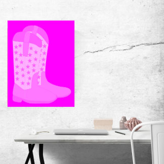Cowboy Stiefel mit Sternen rosa Poster