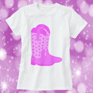 Cowboy Stiefel mit Sternen rosa T-Shirt