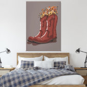 Cowboy Stiefel mit Wildblumen Leinwanddruck (Insitu (Schlafzimmer))