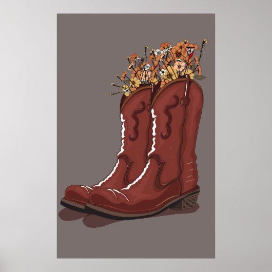 Cowboy-Stiefel mit Wildblumen Poster (Vorne)
