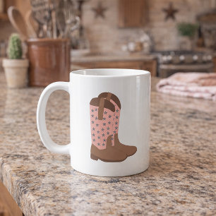 Cowboy-Stiefel Moderne Western-Faux-Glitter-Sterne Kaffeetasse
