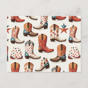 Cowboy-Stiefel-Muster Postkarte