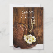 Cowboy Stiefel Pferdchen Land Hochzeitstiefel Mitteilungskarte (Vorderseite)