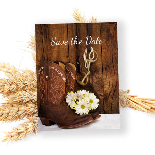 Cowboy Stiefel Pferde Biss Wedding Save the Date Ankündigungspostkarte