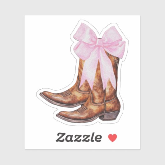 Cowboy Stiefel Pink Bow Sticker - Western Sticker (Blatt)