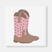 Cowboy Stiefel Pink Brown und Lila Sterne Magnet (Vorne)