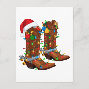 Cowboy-Stiefel Santa-Lichter Western-Geschenk Weih Postkarte