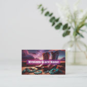 Cowboy Stiefel, Türkisschmuck in der Wüste (Lila) Visitenkarte (Stehend Vorderseite)