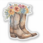 Cowboy Stiefel und Blume Aufkleber (Vorderseite)