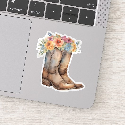 Cowboy Stiefel und Blume Aufkleber (Detail)