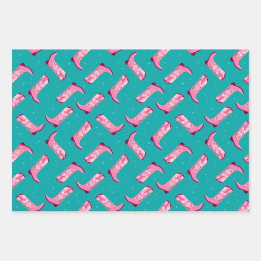 Cowboy Stiefel und Blume Geschenkpapier Set (Vorderseite 3)